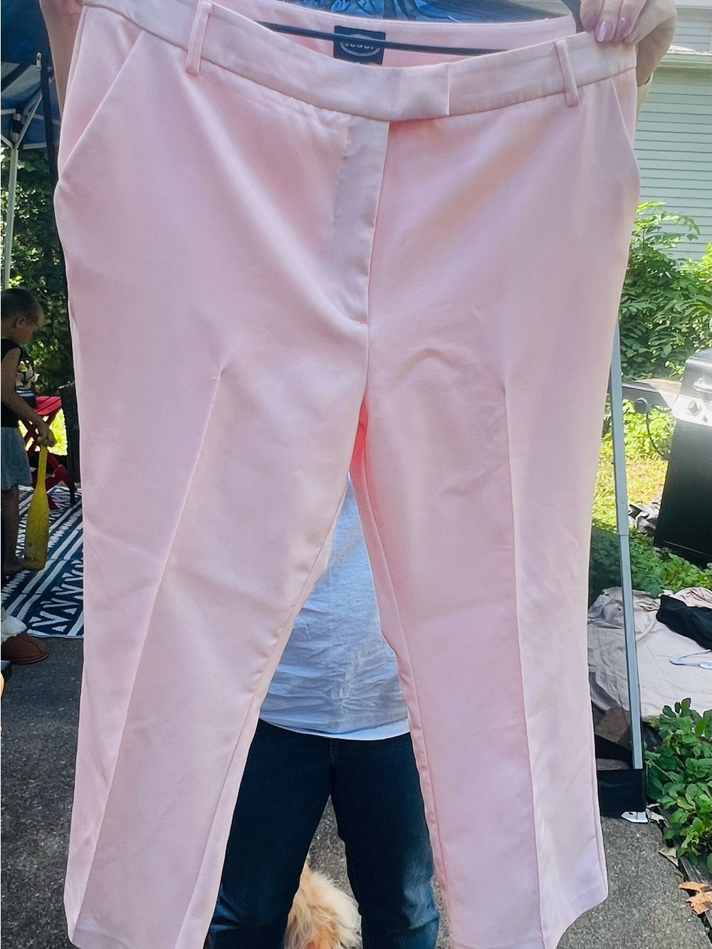 Petite Pink Cropped Straight-Leg Pants
